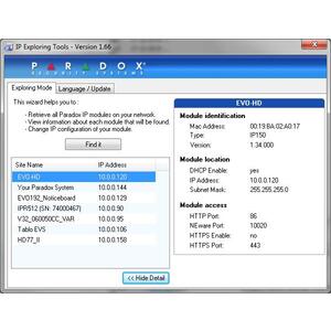 IP-Finder - SW pro vyhledani modulů PARADOX v LAN